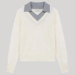 Cream knit with grey collar