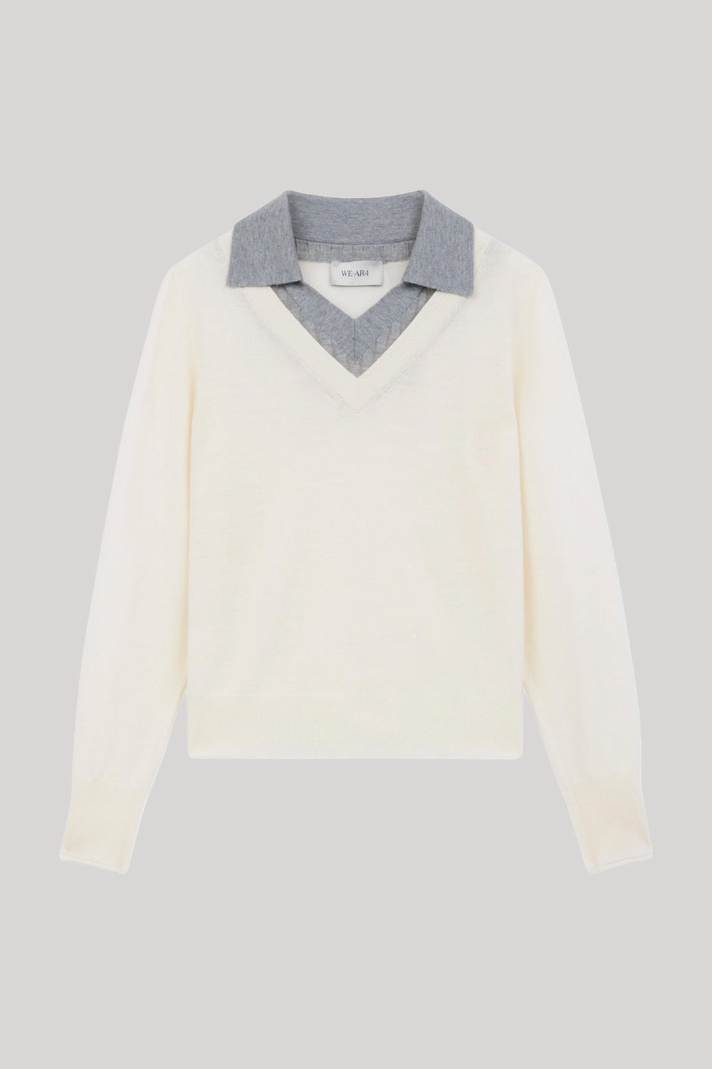 Cream knit with grey collar
