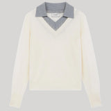 Cream knit with grey collar