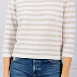 Crewneck Shrunken Stripe Sweater - Ivory and Beige