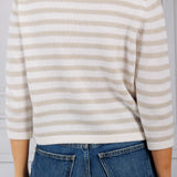 Crewneck Shrunken Stripe Sweater - Ivory and Beige