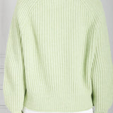 Crewneck Ribbed Knit Sweater - Fresh Green