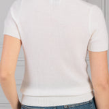 Allude White Short Sleeve Crew Neck Sweater
