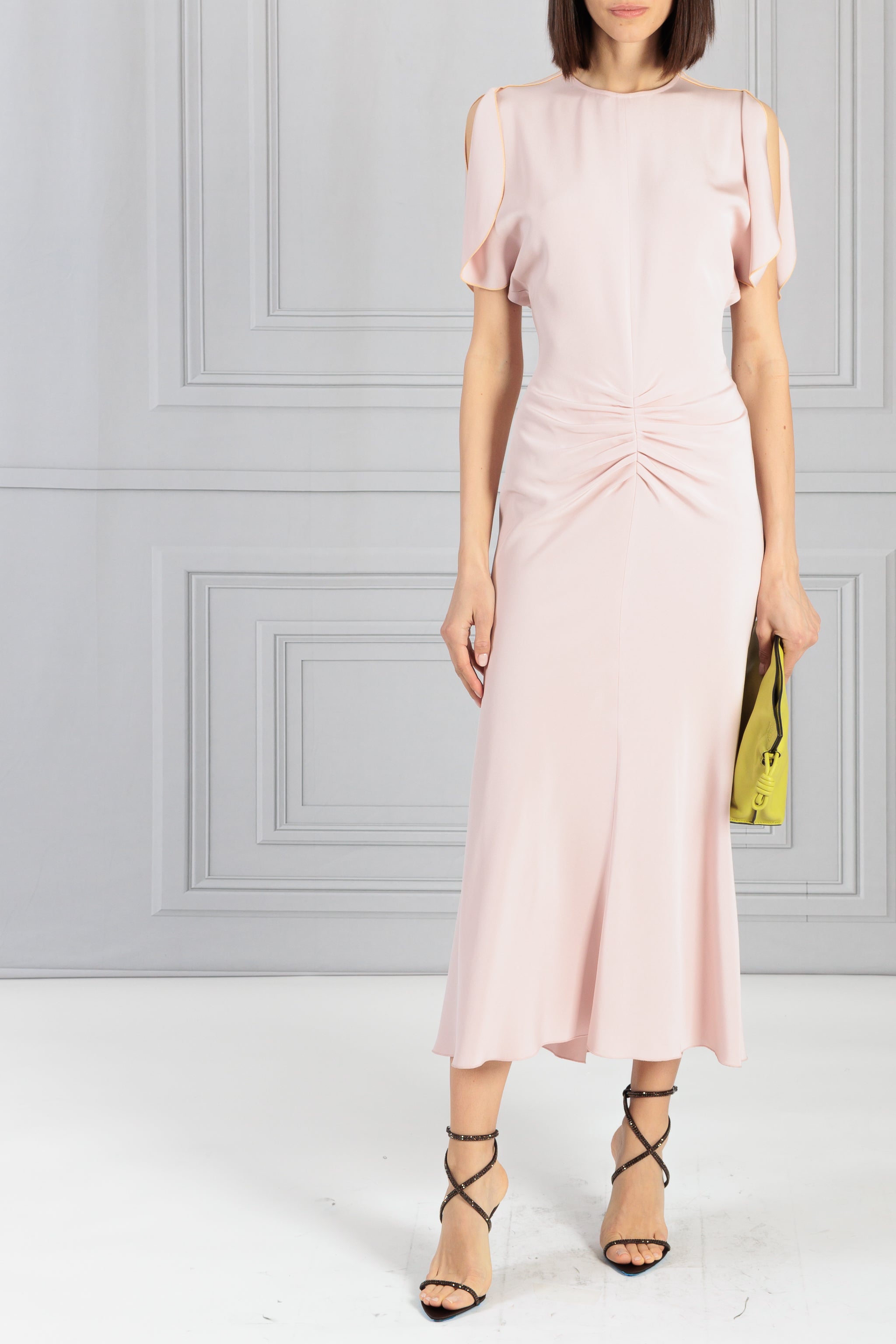 Victoria Beckham | Blush Gathered Waist Midi Dress