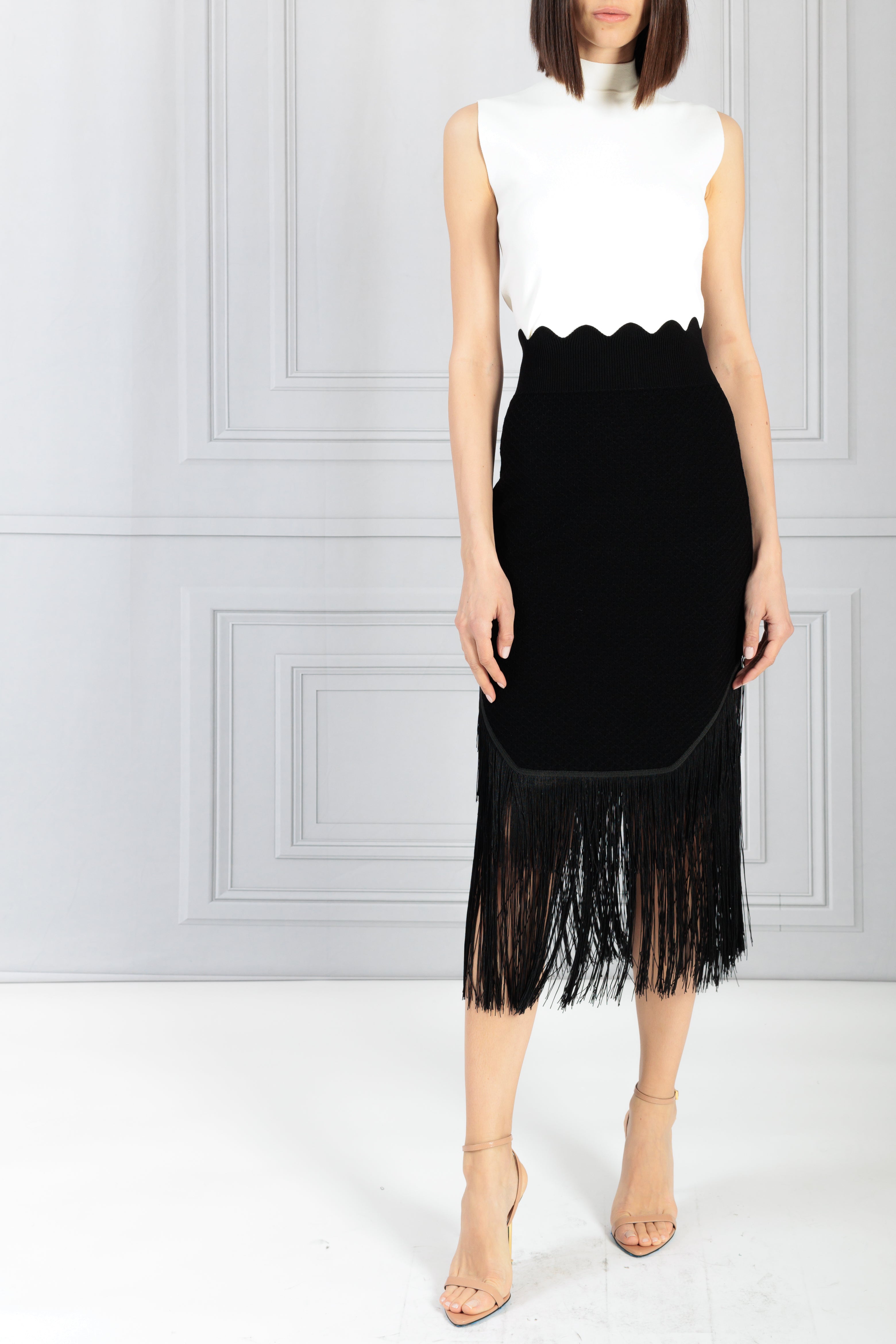 Victoria Beckham | Black Fringe Skirt